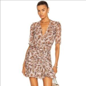 VERONICA Beard "Dakota"BNWOT vneck silk ruched floral Dress sz 00